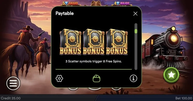 Gold Train Heist - memicu putaran Hold and Win dengan koin
